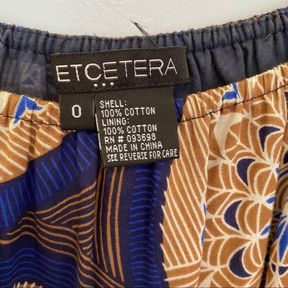 Etcetera Royal Blue & Beige Short Sleeve Cotton Shift Dress Size: 0 - Picture 9 of 12